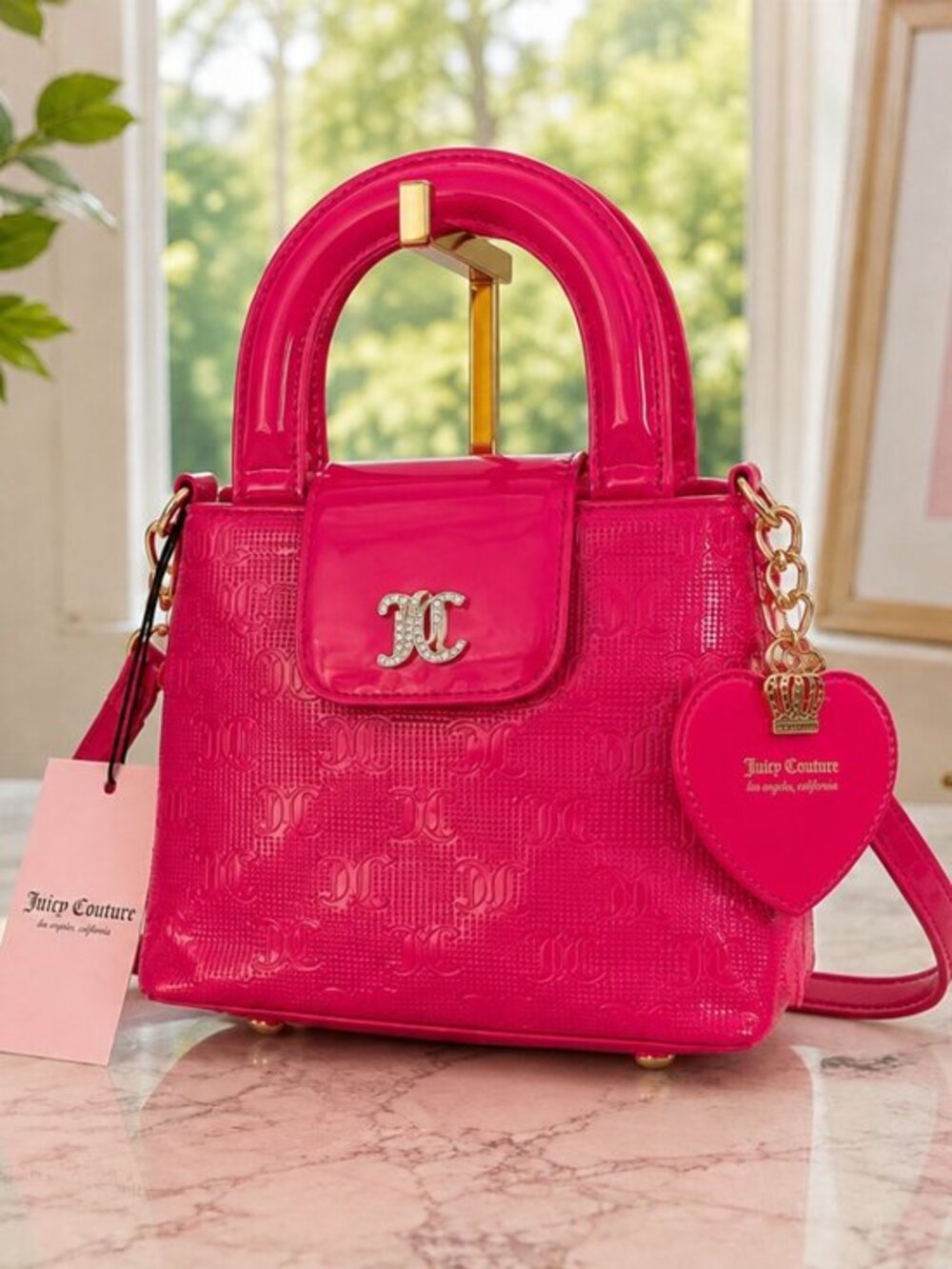 Juicy Couture Live Laugh Love Pink Flash Crossbody Bag NWT